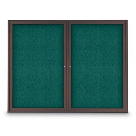 United Visual Products Sliding Door Indoor Enclosed Corkboard, 9 UV9030ACS-GOLD-PEARL